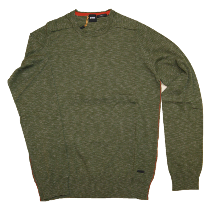 BOSS Pullover KABRIO aus gestrickter Baumwolle mit Paspel-Details oliv 349 M
