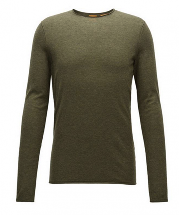 BOSS ORANGE Slim-Fit Pullover Kamiro aus Baumwolle mit Kaschmir-Effekt Farbe dunkelgrün 309
