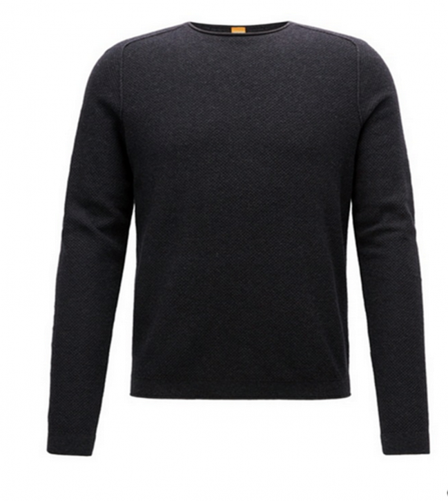 BOSS ORANGE Pullover Korasos Regular-Fit Pullover aus strukturiertem Baumwoll-Mix mit Schurwolle Farbe dunkelgrau 022 L