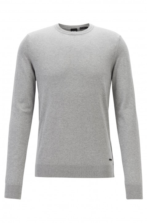 HUGO BOSS Pullover KUASIVOS aus Baumwolle mit Kaschmir Farbe hellgrau 064