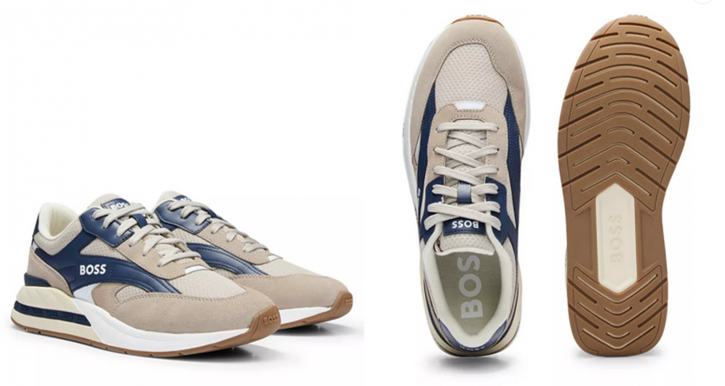 Boss Sneakers Kurt_Runn_sdme aus verschiedenen Materialien mit Veloursleder-Details und Schnürung beige 284