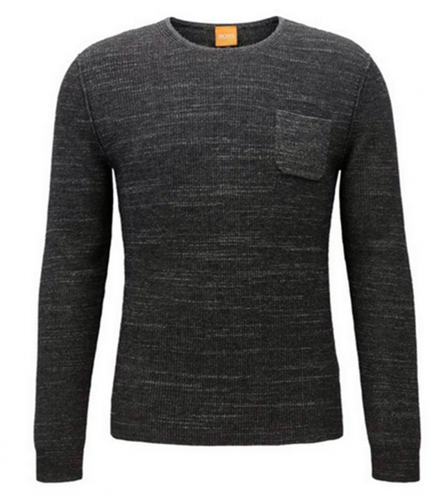 BOSS ORANGE Regular-Fit Pullover KUTASK aus zweifarbigem Baumwoll-Mix mit Alpaka und Schurwolle Farbe schwarz  001