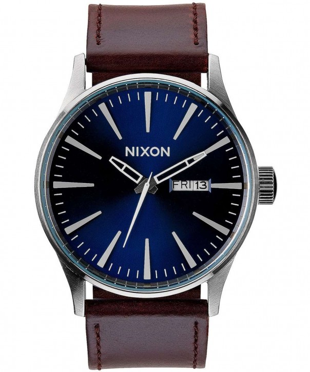NIXON Sentry Leather 42 mm Farbe blue /brown