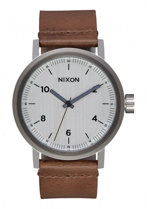 NIXON  Stark Leather 42 mm Farbe silver saddle