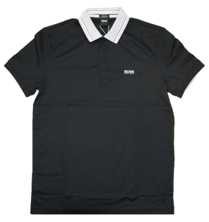 BOSS Poloshirt PADDY 1 aus Interlock-Baumwolle mit mehrfarbigem Kragen schwarz 001 XXXL