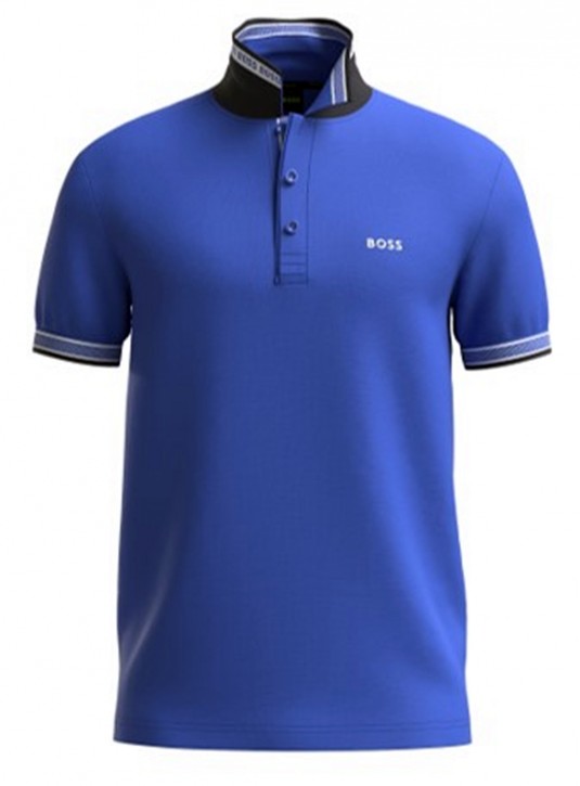 Boss Poloshirt Paddy aus Bio-Baumwolle mit geschwungenem Logo blau 433