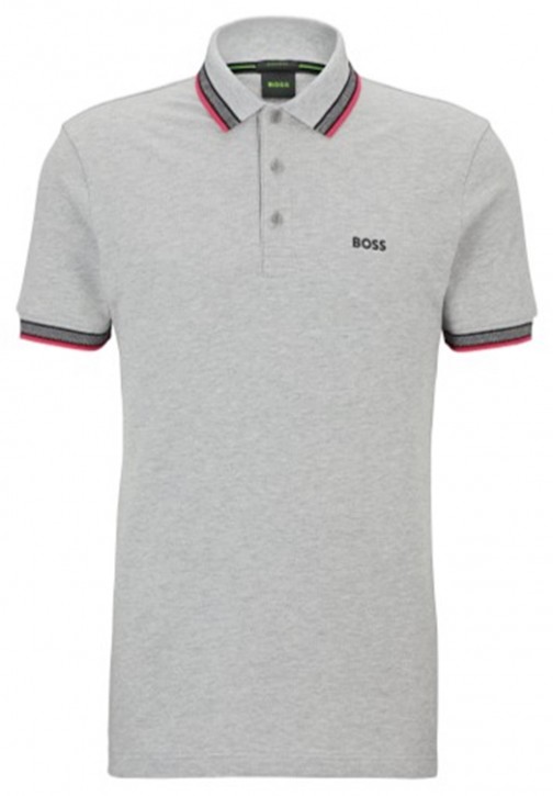 Boss Poloshirt Paddy aus Bio-Baumwolle mit Logo Farbe grau 064 XXXL