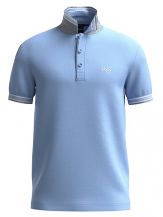 Boss Poloshirt Paddy aus Bio-Baumwolle mit geschwungenem Logo hellblau 492 XXXL