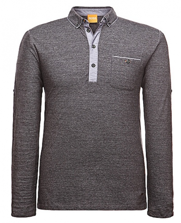 BOSS ORANGE LANGARM POLO PATCHERMANN 1 FARBE SCAHWARZ 003