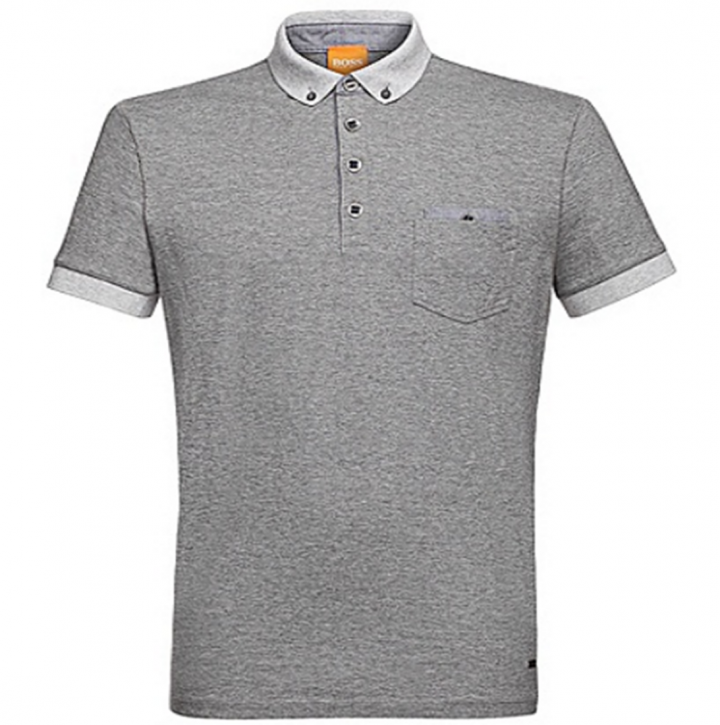 BOSS ORANGE POLO PATCHES 1 FARBE HELLGRAU 052