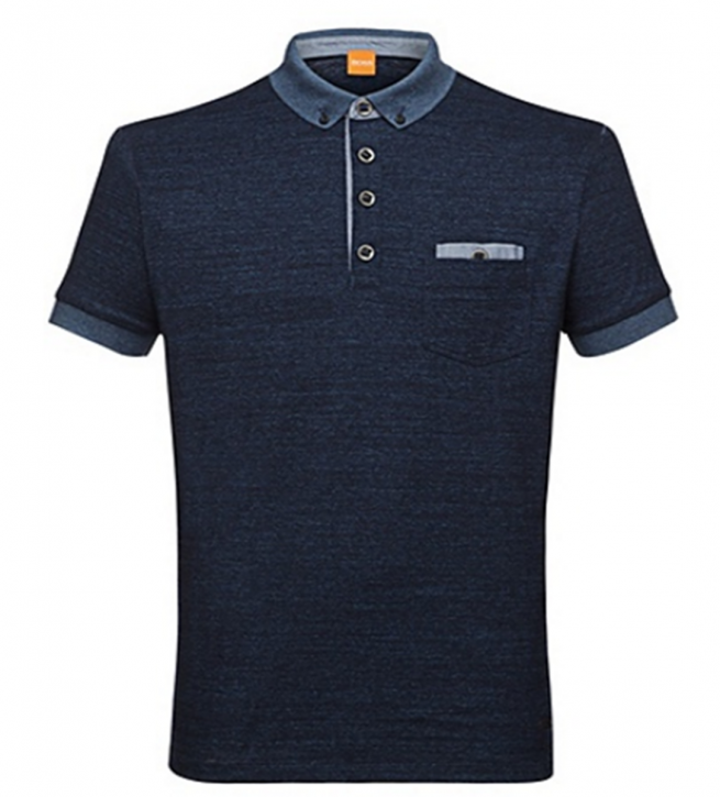 BOSS ORANGE POLO PATCHES 1 FARBE DUNKELBLAU 400