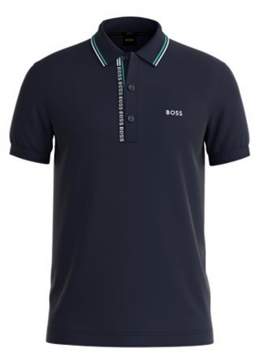 Boss Slim-Fit Poloshirt Paule 4 mit Logo-Knopfleiste dunkelblau 408