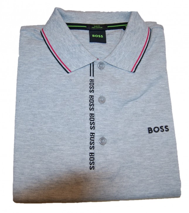 Boss Slim-Fit Poloshirt Paule 4 mit Logo-Knopfleiste grau 060