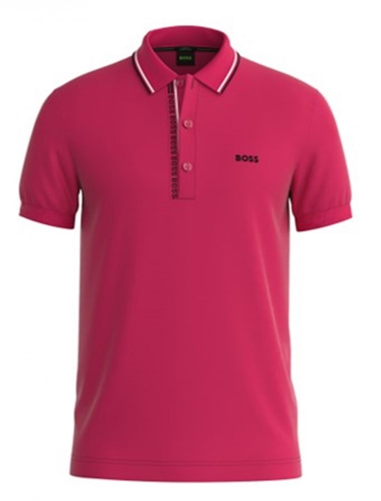 Boss Slim-Fit Poloshirt Paule 4 mit Logo-Knopfleiste pink 661