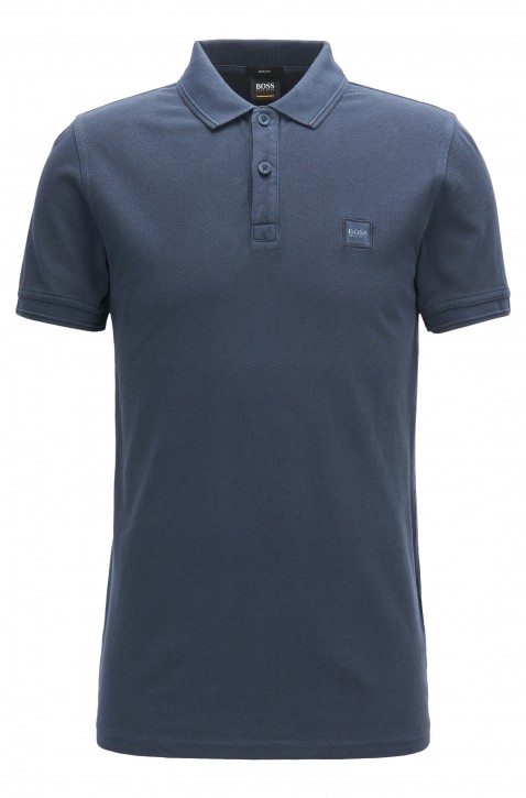 BOSS ORANGE Slim-Fit Poloshirt Prime aus gewaschenem Baumwoll-Piqué dunkelblau 402