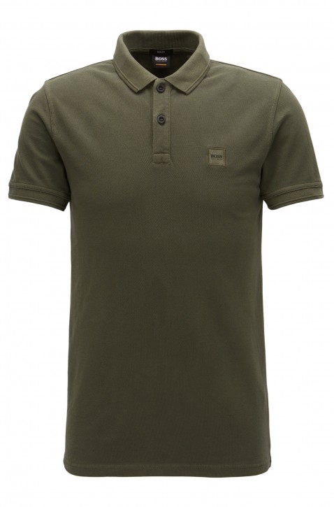 BOSS ORANGE Slim-Fit Poloshirt Prime aus gewaschenem Baumwoll-Piqué dunkelgrün 302