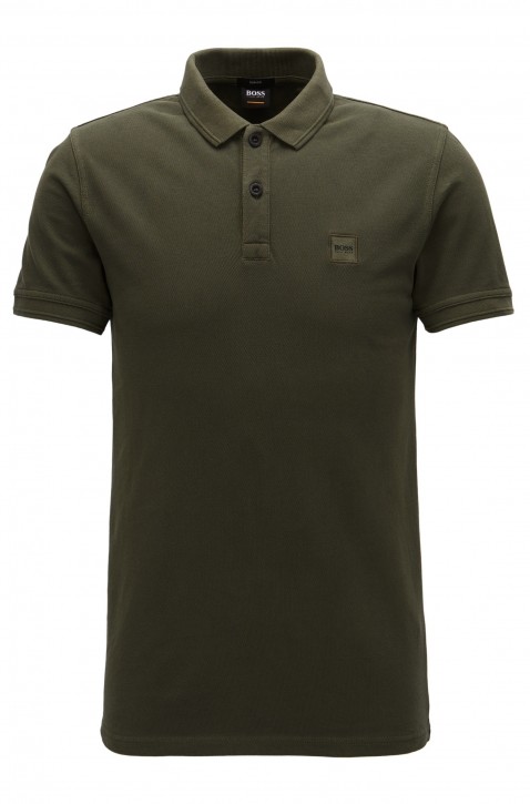 BOSS ORANGE Slim-Fit Poloshirt Prime aus gewaschenem Baumwoll-Piqué dunkelgrün 346