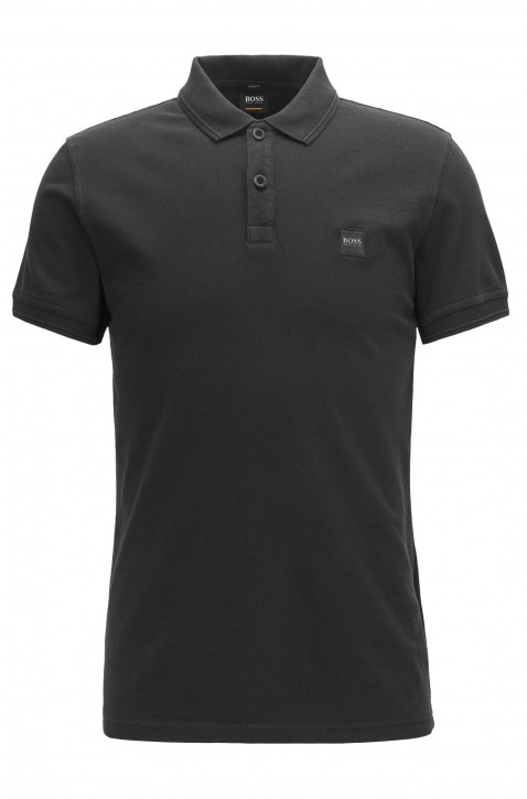 BOSS  Slim-Fit Poloshirt Prime aus gewaschenem Baumwoll-Piqué schwarz 001