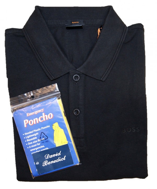 David Benedict Regenponcho mit Prime Poloshirt Schwarz 001