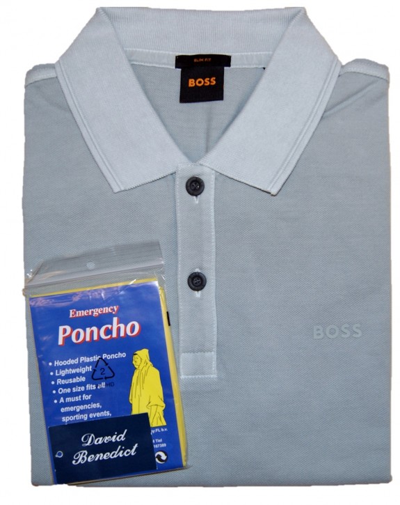 David Benedict Regenponcho mit Prime Poloshirt Silber 043