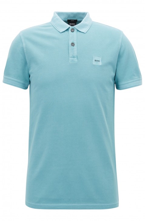 BOSS ORANGE Slim-Fit Poloshirt Prime aus gewaschenem Baumwoll-Piqué türkis 442