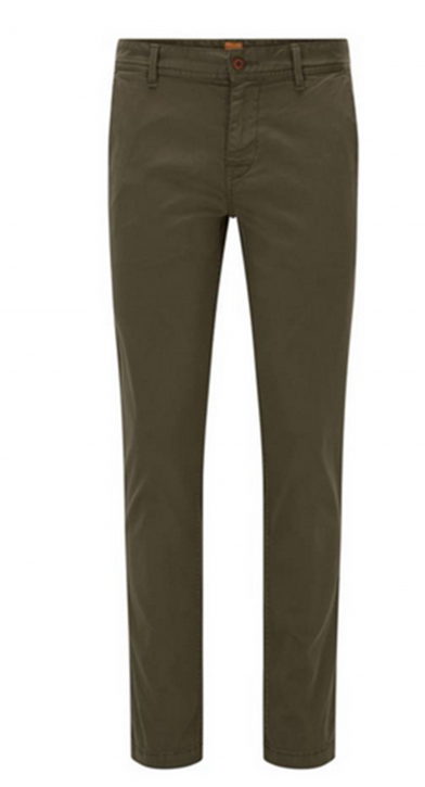 BOSS ORANGE Schino-Slim1-D  Slim-Fit Chino aus angerauter Stretch-Baumwolle Farbe dunkelgrün 309