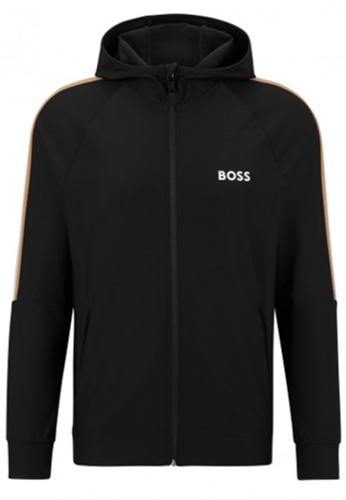 Boss Kapuzen-Sweatjacke Sicon MB 1 aus Active-Stretch-Jersey mit Reißverschluss und Logo schwarz 001