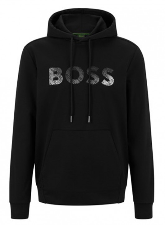 Boss Relaxed-Fit Hoodie Soody Mirror aus Stretch-Gewebe mit Interlock-Struktur und Logo schwarz 001