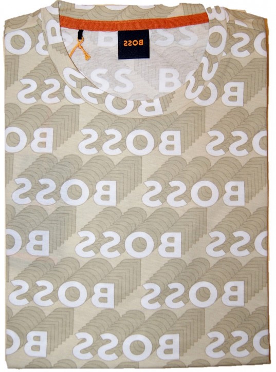 Hugo Boss Herren T-Shirt TAllover mit all over Print  beige 131