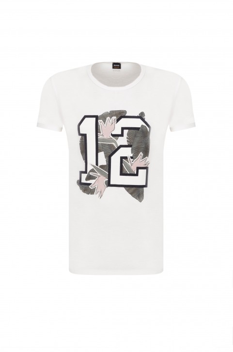 BOSS Relaxed-Fit T-Shirt Tarit 5 aus Baumwoll-Jersey mit Grafik-Print weiss 101