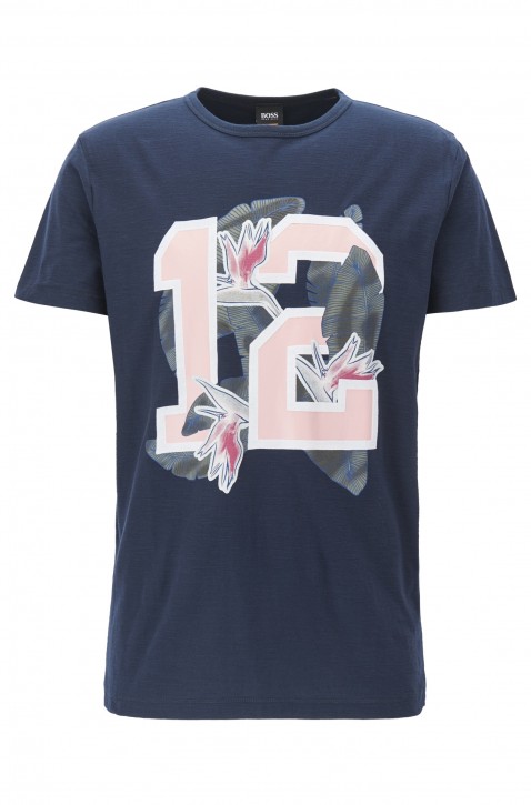 BOSS Relaxed-Fit T-Shirt Tarit 5 aus Baumwoll-Jersey mit Grafik-Print DUNKELBLAU 404