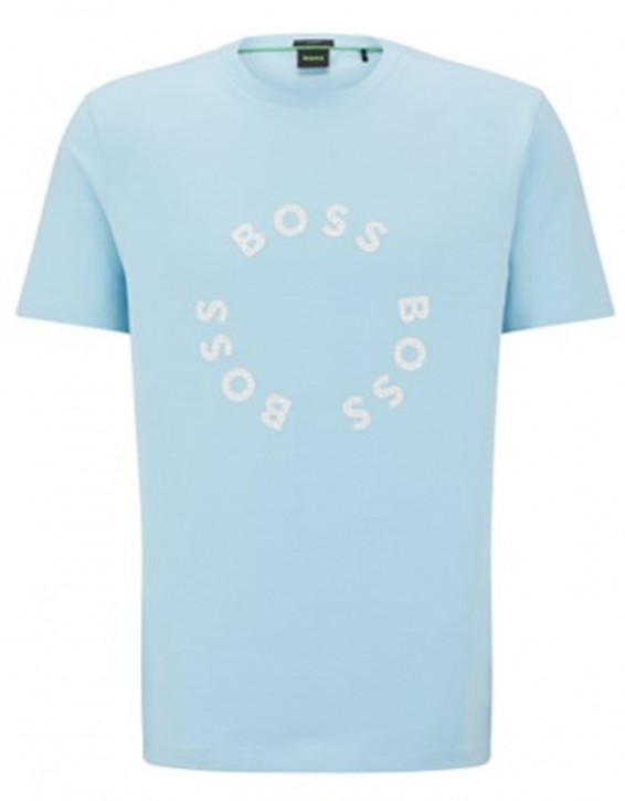 Boss T-Shirt Tee 4 aus Stretch-Baumwolle mit kreisförmigen Logo-Prints hellblau 451