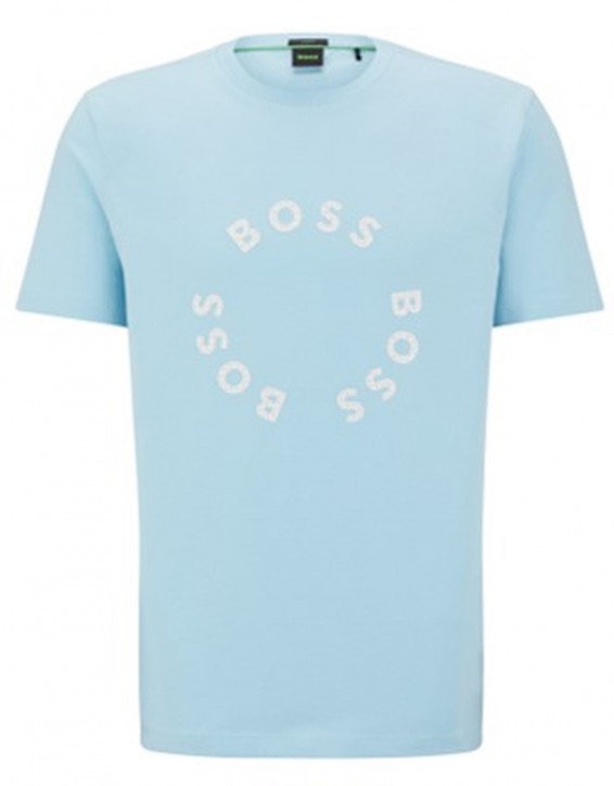 Boss T-Shirt Tee 4 aus Stretch-Baumwolle mit kreisförmigen Logo-Prints hellblau 451 XXXL