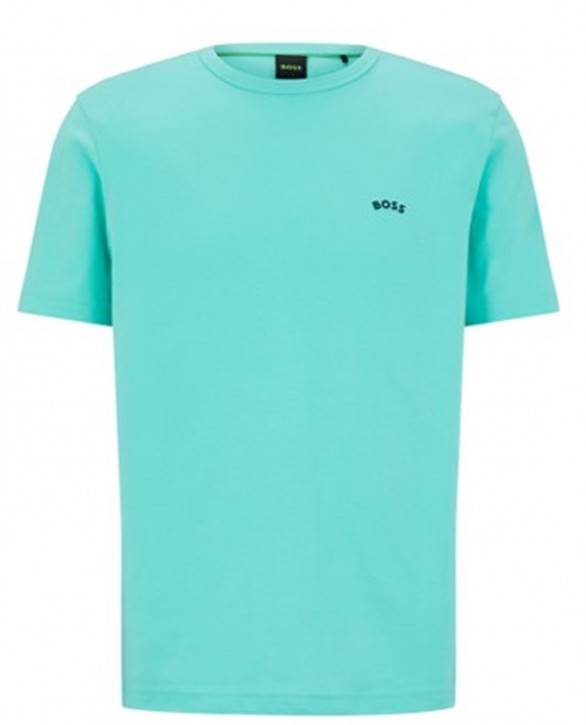 Boss Regular-Fit T-Shirt Tee Curved aus Bio-Baumwolle mit Logo grün 340