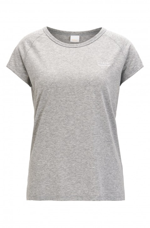 BOSS ORANGE Slogan T-Shirt TEEDAY in gewaschener Baumwolle Jersey Farbe grau 040