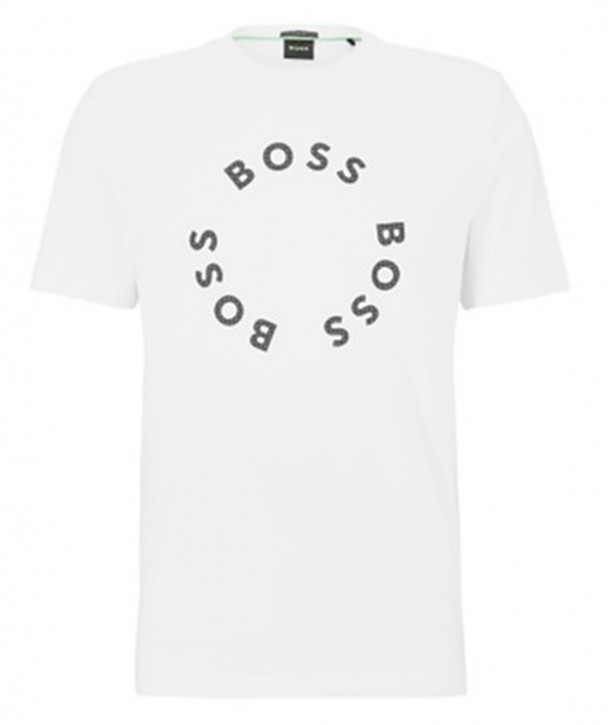 Boss T-Shirt Tee 4 aus Stretch-Baumwolle mit kreisförmigen Logo-Prints weiß 100 XXXL