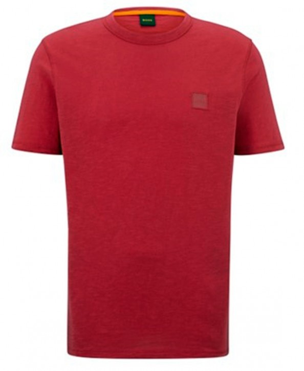 Boss Herren Rundhals T-Shirt TEGOOD mit Label Batch auf der Brust pink 660