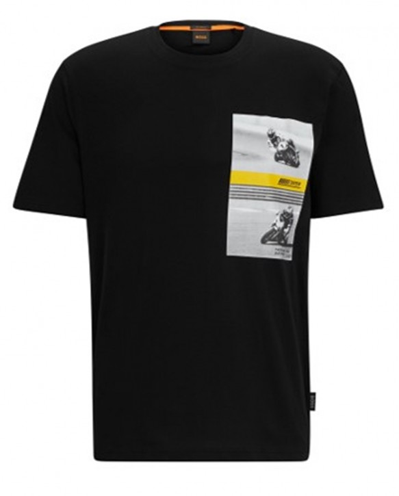 Boss Relaxed-Fit T-Shirt TeeMotor aus Baumwolle mit Motorrad-Print schwarz 001