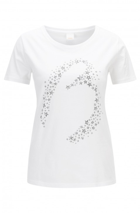 BOSS Slim-Fit T-Shirt Teestar aus Baumwolle mit Sternen-Print weiss 100