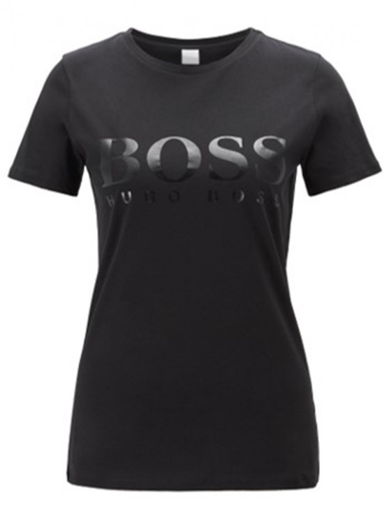 HUGO BOSS T-Shirt TEFOLL aus Baumwoll-Jersey mit Folien-Logo schwarz 001