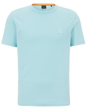 Boss Herren Rundhals T-Shirt TEGOOD mit Label Batch auf der Brust blau 487