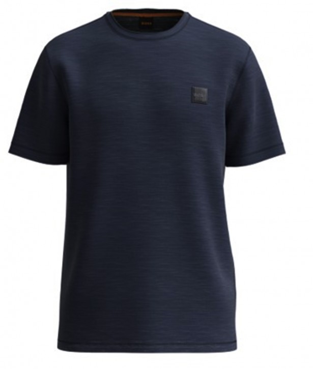 Boss Herren Rundhals T-Shirt TEGOOD mit Label Batch auf der Brust dunkelblau 404