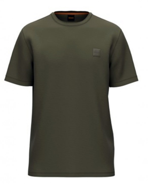 Boss Herren Rundhals T-Shirt TEGOOD mit Label Batch auf der Brust oliv 308