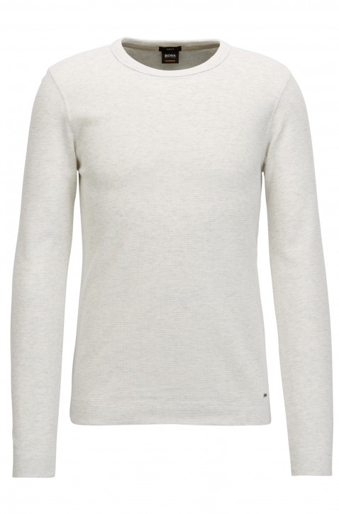 BOSS Slim-Fit Longsleeve Tempest aus melierter Baumwolle natur 105