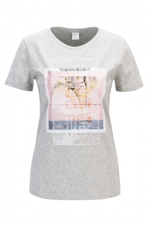 BOSS T-Shirt Tepicture aus gewaschenem Baumwoll-Jersey mit Grafik-Print grau 040 XL