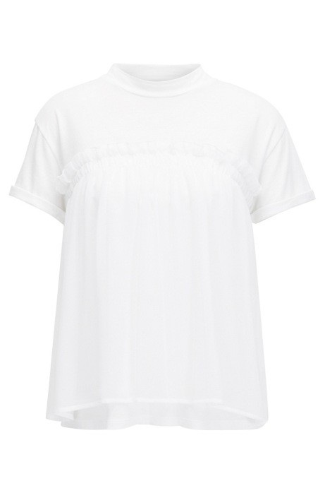 BOSS A-Linien-Top Tercool aus Material-Mix mit transparenter Lage weiss 100