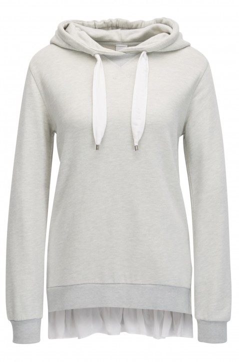 BOSS ORANGE Kapuzenpullover Terhood aus Terry mit Seiden-Besatz Farbe silver 040