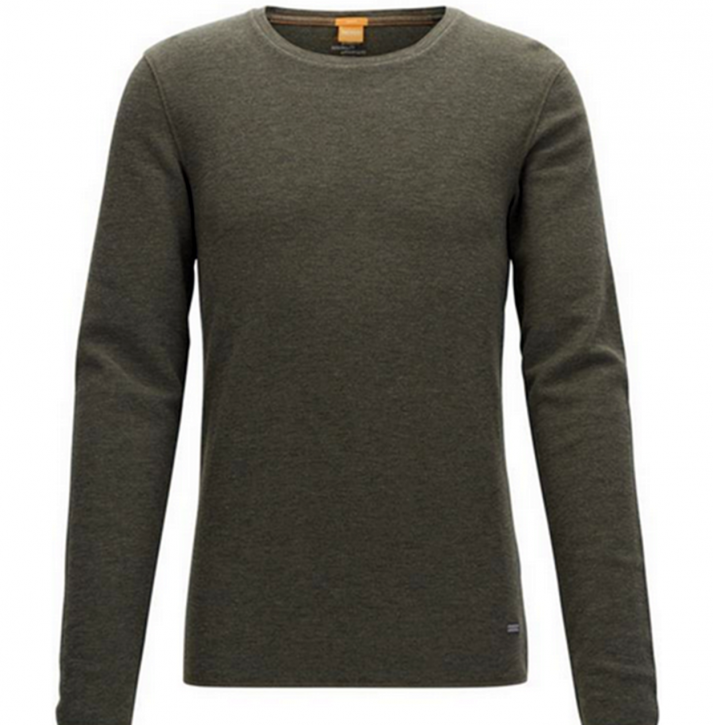 BOSS ORANGE Slim-Fit T-Shirt TERRIS 1 aus Baumwolle mit Waffelstruktur Farbe dunkelgrün 309