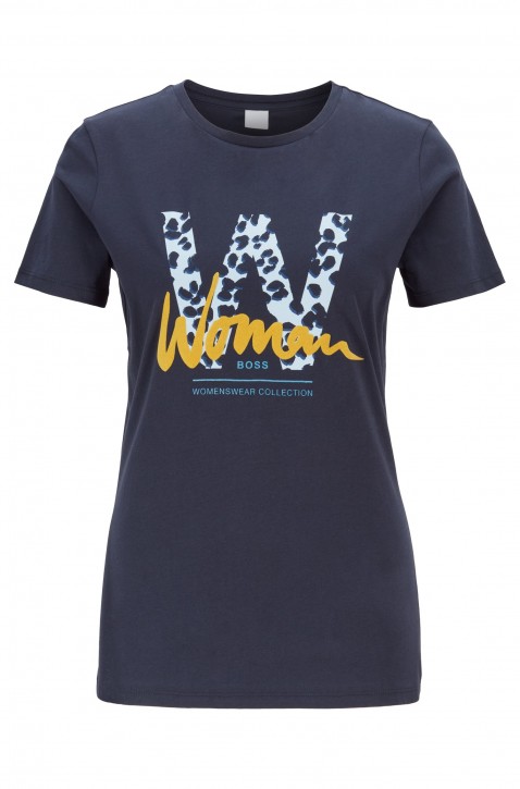 HUGO BOSS T-Shirt TEWOMAN aus Baumwolle mit strukturierten Prints dunkelblau 466