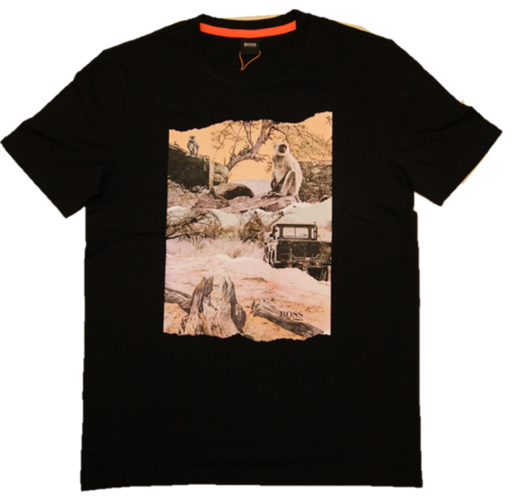 BOSS Recycelbares T-Shirt TEXRAY3 aus reiner Baumwolle mit PVC-freiem Foto-Print schwarz 001